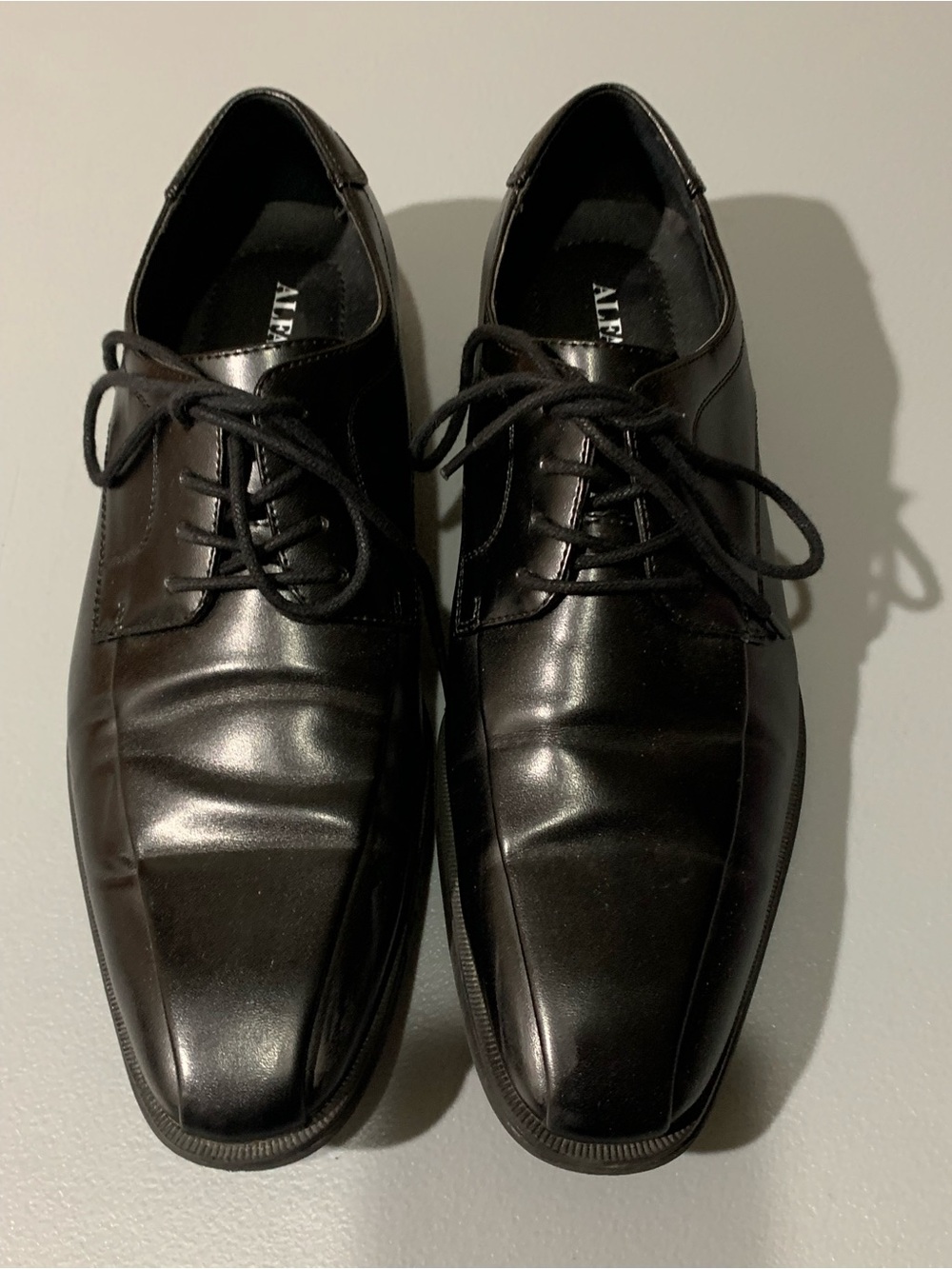 Men's Black Leather Derby Dress Shoes